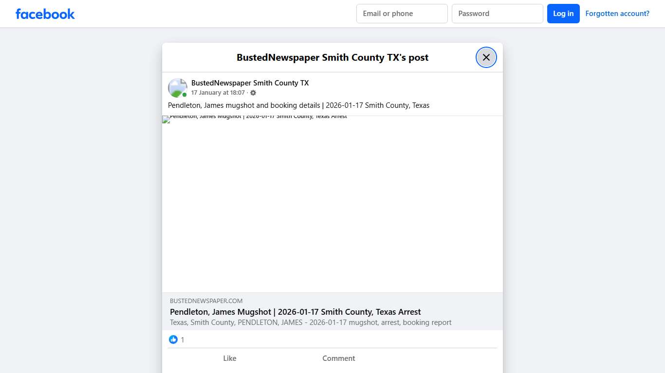 Pendleton, James mugshot... - BustedNewspaper Smith County TX Facebook