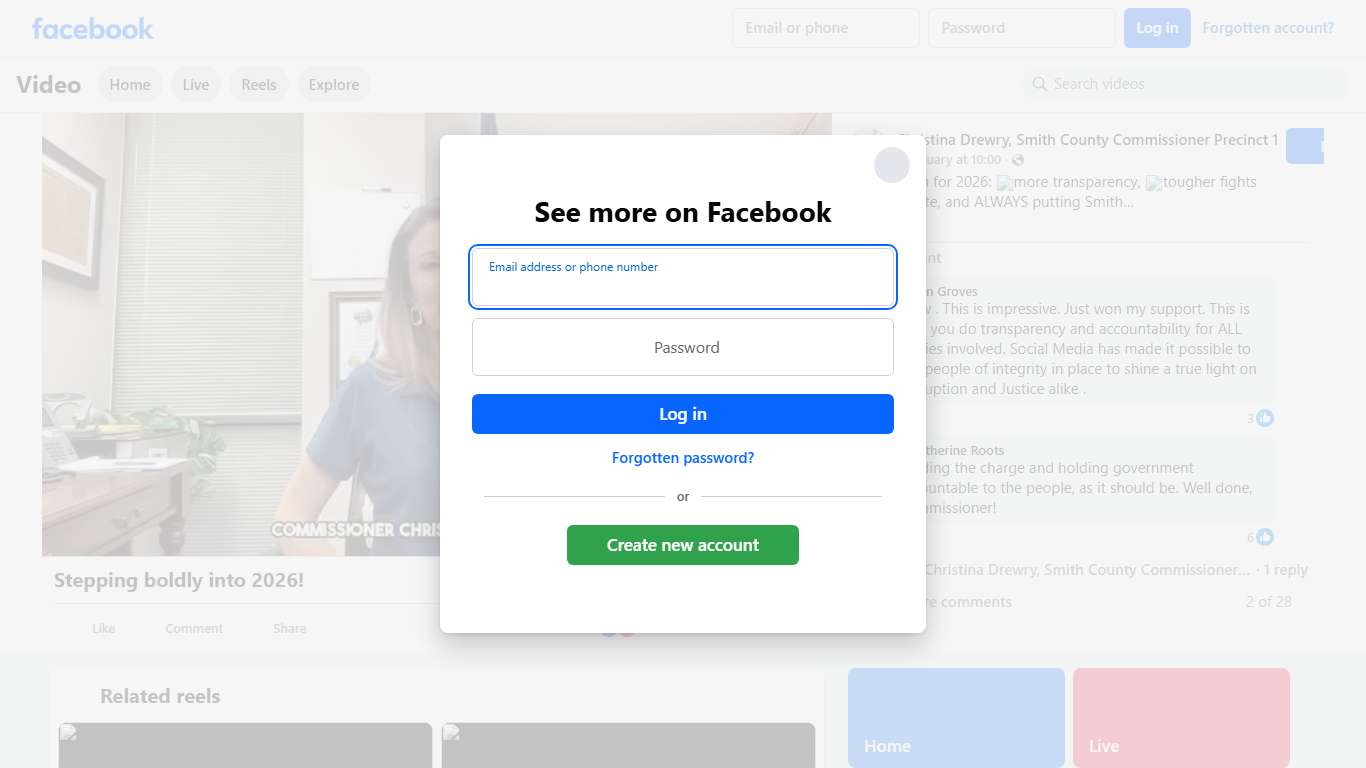 🌟My vision for 2026: 🕵️‍♀️more transparency, 🥊tougher fights against waste, and ALWAYS putting Smith County taxpayers first🥇. I've faced roadblocks🚧 over the last year—but I won't stop digging for answers🔦. YOU hired me to guard your hard-earned dollars! Hear the whole message in the video below👇 #SmithCounty #smithcountytx #TransparencyMatters #accountability #yourvoice Christina Drewry, Smith County Commissioner Precinct 1 Facebook